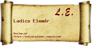 Ladics Elemér névjegykártya
